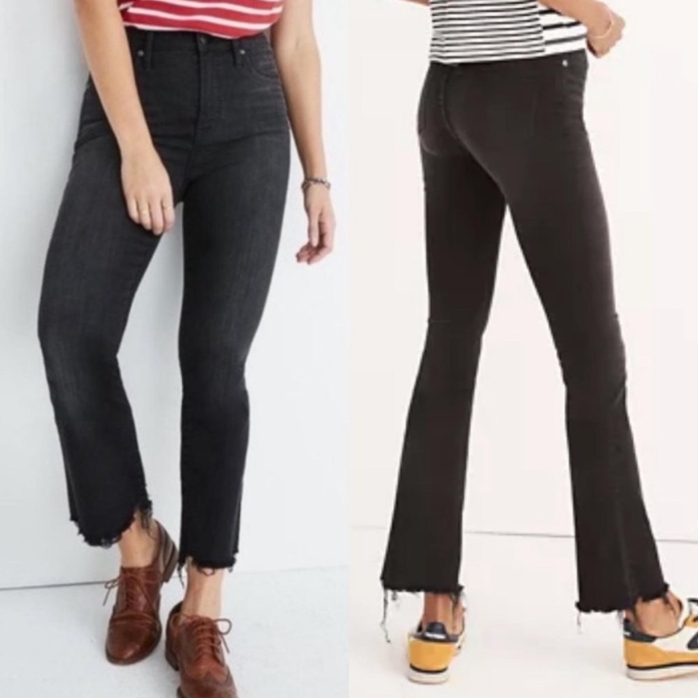 Madewell Cali Demi Boot Jeans Size Raw Hem Cropped Jeans in Gray 25